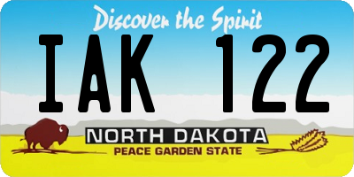ND license plate IAK122