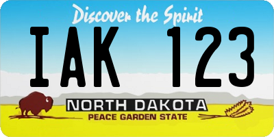 ND license plate IAK123