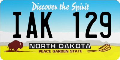 ND license plate IAK129
