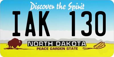 ND license plate IAK130