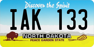 ND license plate IAK133