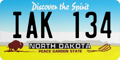ND license plate IAK134