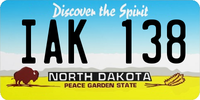 ND license plate IAK138