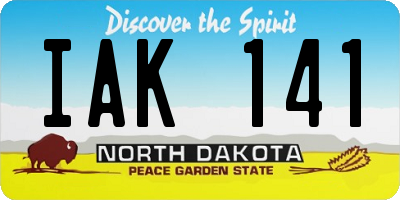 ND license plate IAK141