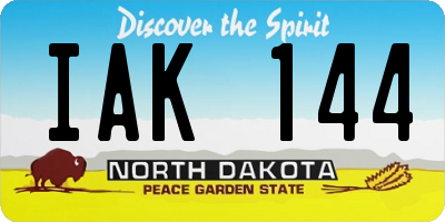 ND license plate IAK144