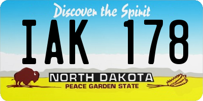 ND license plate IAK178