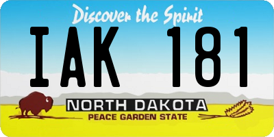 ND license plate IAK181