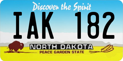 ND license plate IAK182