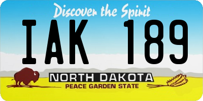 ND license plate IAK189