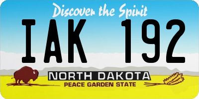 ND license plate IAK192