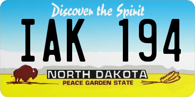 ND license plate IAK194