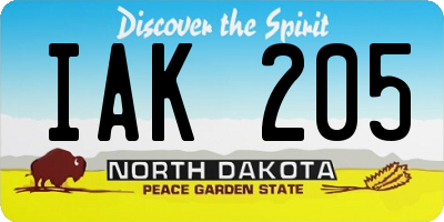 ND license plate IAK205