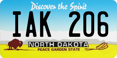 ND license plate IAK206