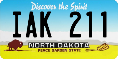 ND license plate IAK211