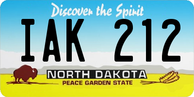 ND license plate IAK212