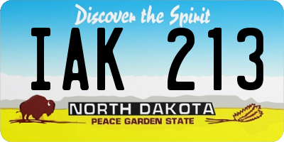 ND license plate IAK213