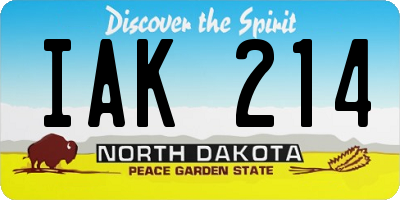 ND license plate IAK214