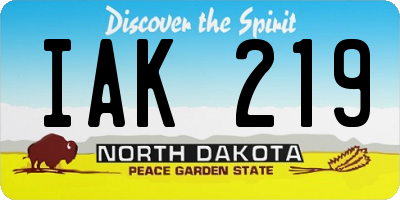 ND license plate IAK219
