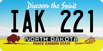 ND license plate IAK221