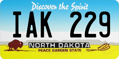 ND license plate IAK229