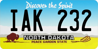 ND license plate IAK232