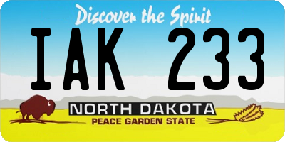 ND license plate IAK233