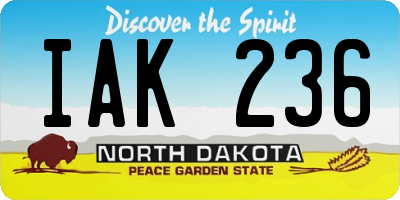 ND license plate IAK236