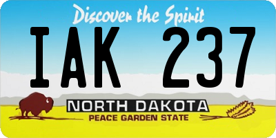 ND license plate IAK237