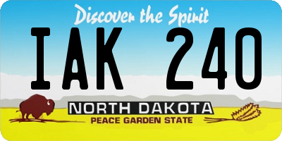 ND license plate IAK240
