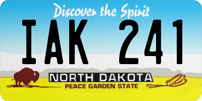 ND license plate IAK241