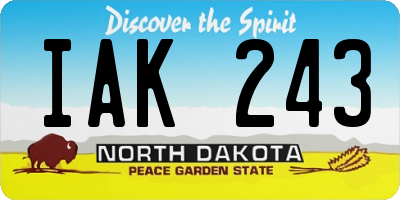 ND license plate IAK243