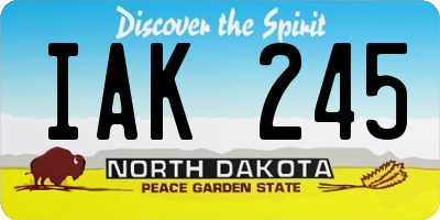 ND license plate IAK245