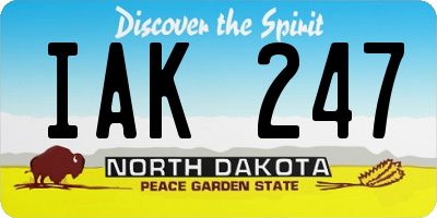 ND license plate IAK247