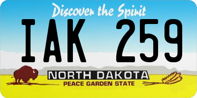 ND license plate IAK259