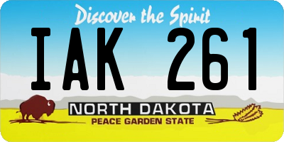 ND license plate IAK261