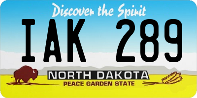 ND license plate IAK289