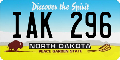 ND license plate IAK296