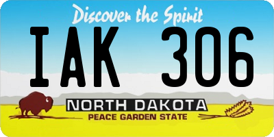 ND license plate IAK306