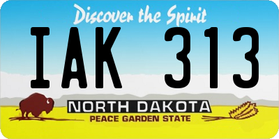 ND license plate IAK313