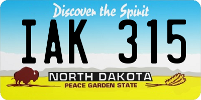 ND license plate IAK315