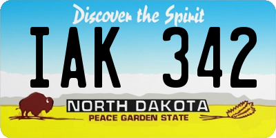 ND license plate IAK342