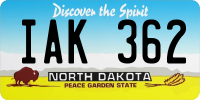 ND license plate IAK362
