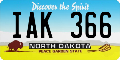 ND license plate IAK366