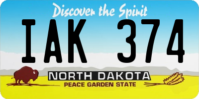 ND license plate IAK374