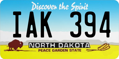 ND license plate IAK394
