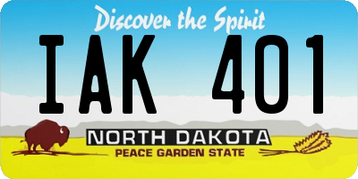 ND license plate IAK401