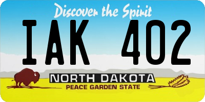 ND license plate IAK402