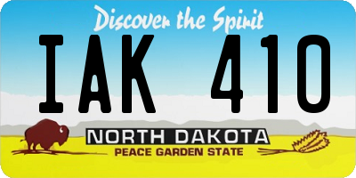 ND license plate IAK410