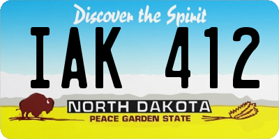 ND license plate IAK412