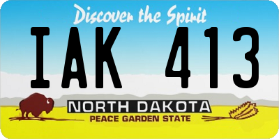 ND license plate IAK413